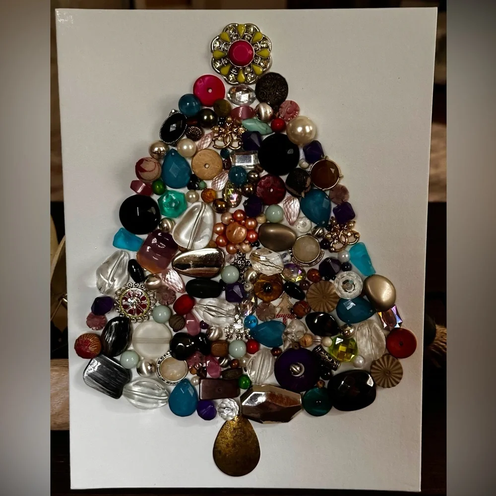 Handmade Colorful rustic beaded Christmas Tree Art - Picture 5 of 5